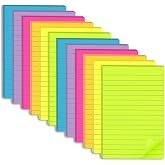 (12 Pack) Lined Sticky Notes 4x6 in,Bright Large Notepads with Lines | Ruled Stickies Super Sticking Power,Office School Memo Note Pads,Post on Windows Doors,Recyclable,Easy to Write on