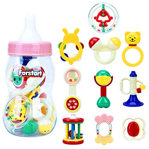 10pcs Baby Rattles Teether, Infants Teething Toys, Ball Shaker, Grab, Spin, Musical Sounds Play Set for 1, 2, 3, 4, 5, 6, 7, 8, 9, 11, 12, 18 Month Year Olds Newborn, Boy, Girl, Kids - Thumbnail 6