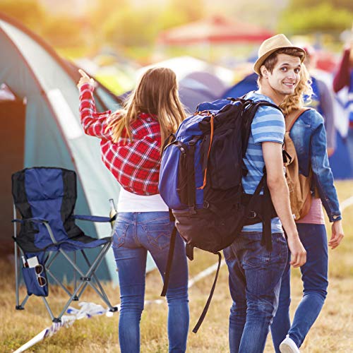 Relaxdays Campingstuhl faltbar, mit Getränkehalter, mit Rückenlehne und Armlehne, HxBxT: 93x77x52 cm, blau-schwarz – Bild 6