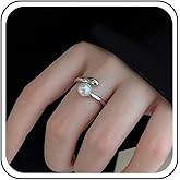 Aneneiceera Vintage Pearl Band Rings Half Open Pearl Ring White Bead Finger Ring Silver Adjustable Statement Ring Jewelry for Women