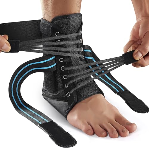 AGPTEK Ankle Brace for Sprain with Removable Side Reinforcement to Stabilize and Prevent Sprains, Adjustable Ankle Stabilizer Ankle Brace for Both Feet, Suitable for Wearing with Shoe