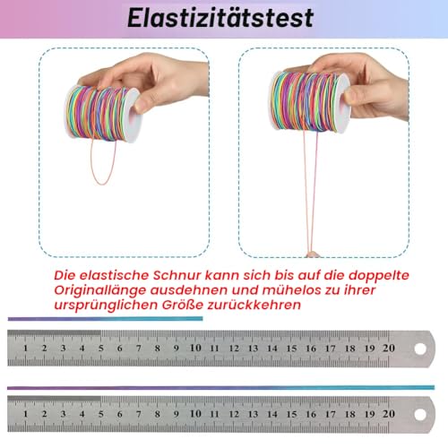 1 mm Elastic Thread, 100 m Elastic Cord Elastic Band for Bracelets, Necklaces, Jewellery Making, Beads, Knots, Binding, Packaging and Crafts (Colourful)
