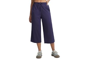 baleaf Wide Leg Pants for Women Capri Cropped Pant Lightweight Quick Dry High Waist with Pockets Loose Fit Sweatpants Travel