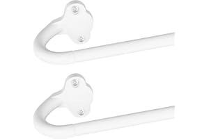 TVWOO 2 Pack Wrap Around Curtain Rods,White Curtain Rods 28 to 48 Inch,5/8 Inch Adjustable Blackout Curtain Rod Set with Bracket,Room Darkening Window Rod,Metal Hidden Curved Drapery Rods 28-48",White