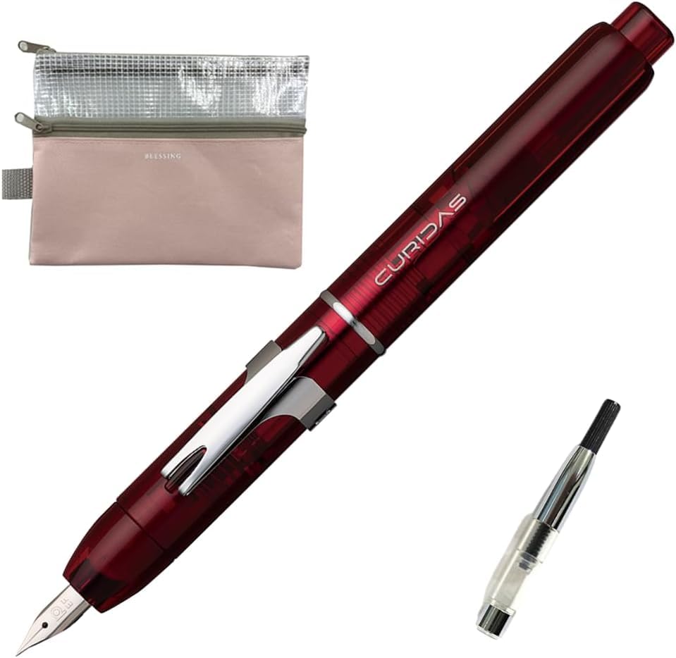 Platinum Curidas PKN7000 Full Nib Pen with Converter Set (#77 Gran Red, EF (Extra Fine), #77 Gran Red, 1 stück (2er Pack)