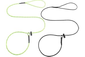 FURSDOLY Reflective Slip Lead Leashes Puppy Training Lead – 4.3mm Paracord Rope with 12-Core Strength, 1000lb Pull Force Set of 2 for Small & Medium Dogs (Black & Neon Green, 4 FT)