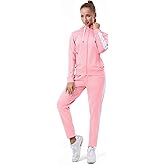 TEZO Womens Full Zip-Up Hoodie Tracksuit Set Long Sleeve Casual Jogging Suits Workout Gym 2 Piece Outfits with Pockets