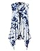 WSK1094 Womens Lightweight Sleeveless Tie Dye Open Front Drape Cardigan L White_Navy
