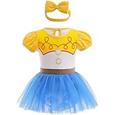 Dressy Daisy Infant Baby Girl Princess Dress Costume Romper Tulle Tutu Fancy Birthday Halloween Bodysuit Outfit with Headband