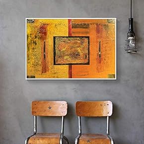 Floating Framed for Living Room Bedroom Golden Abstract...