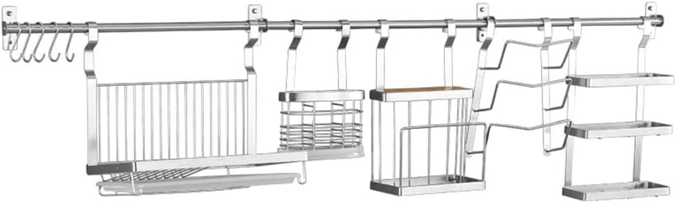 LERDBT Spice Racks Stainless Steel Free Punch Wall Mounted Kitchen Rack For Home Kitchen Countertop Storage For Spice Jar Can Bottle and more (Color : Silver, Size : M)