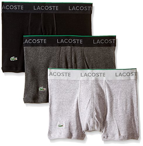 Lacoste Men's Essentials 3-Pack Cotton Trunk/Charcoal/Gray, Large