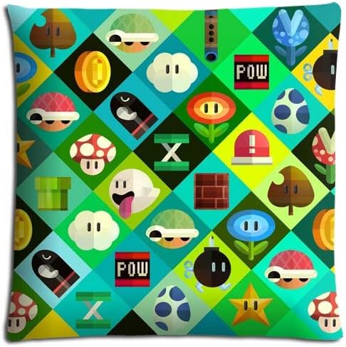 Floor Pillow Protector Case Super Mario Zippered Pillow Machine Washable Cotton Polyester 18x18 inch 45x45 cm