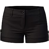 MixMatchy Women's Casual Body Enhancing Comfort Cuffed Shorts with Pockets