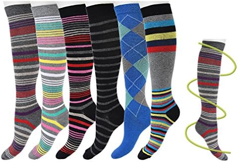 6 Pairs Compression Socks for Men Best Graduated Athletic Fit for Running, Nurses, Shin Splints, Flight Travel &amp; Maternity Pregnancy - 15-20mmHg Graduated Compression StockingsA602