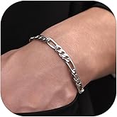 ChainsHouse Figaro Link Chain Bracelet, Mens Gold Bracelet Stainless Steel/Black/14K Gold Plated Wrist Figaro Bracelets for Men Women, 6MM-13MM, 7.5"/8.3", Send Gift Box