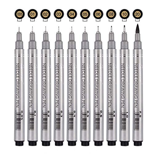 Black Precision Micro Line Pens,Multiliner, Anti-Bleed & Waterproof Archival Ink, Artist Illustration, Technical Drawing, Technical,Drawing,Office Documents, Scrapbooking,10/Set (Black) - Thumbnail 7