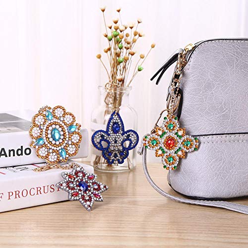 4pcs DIY Key Chain Diamond Painting Mosaic Making Kits 5D Full Drill Special Shaped Diamond Painting Keychain Pendant