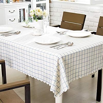 Hewaba Rectangle Printed Tablecloth 60 X 120 Polyester Washable Table Cover Seats 10 12 People Wrinkle Free Oil Proof Waterproof Tabletop Protector For Kitchen Dining Party Blue Plaid Amazon Sg Home