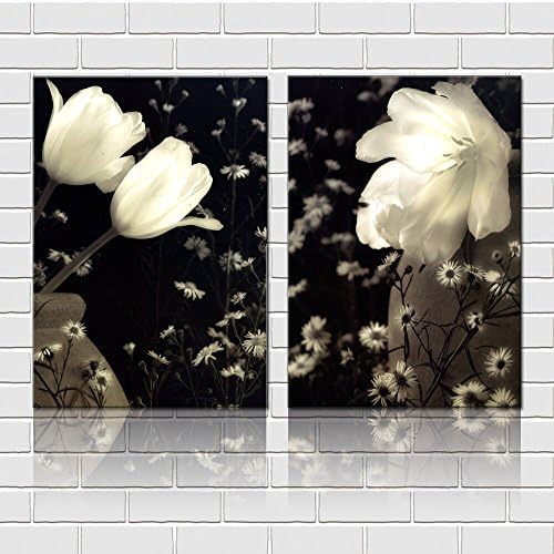 yozhohoo Black And White Canvas Paintings Flowers Abstract Canvas Art Print on Canvas set of 2 Modern Home Wall Painting Decor Art