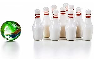 Kicko Miniature Bowling Game Set - 11 pieces 1.5 Inch Deluxe - for Kids, Playing, Party Favors, Fun, Boys, Girls, Bowlers Etc.