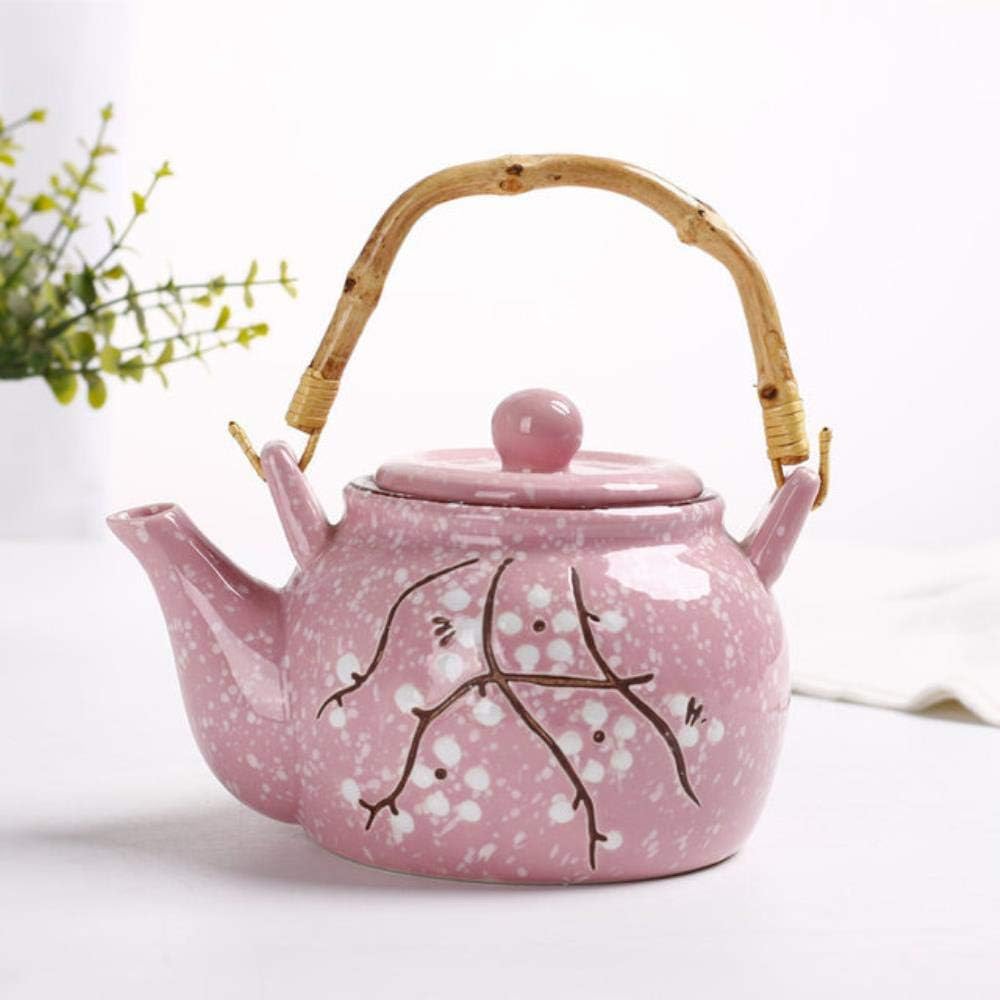 LIKEZZ Japanese Cherry Blossom Teapots Handmade Tea Pot Water Kettle Afternoon Tea Kettle Ceramic Tea Set,A