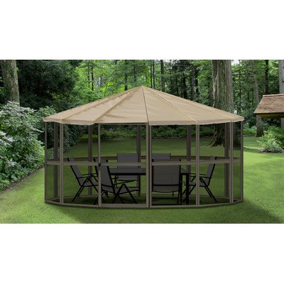 Gazebo Penguin 9141244 Four Season Round Gazebo, 14' Diameter, White/White