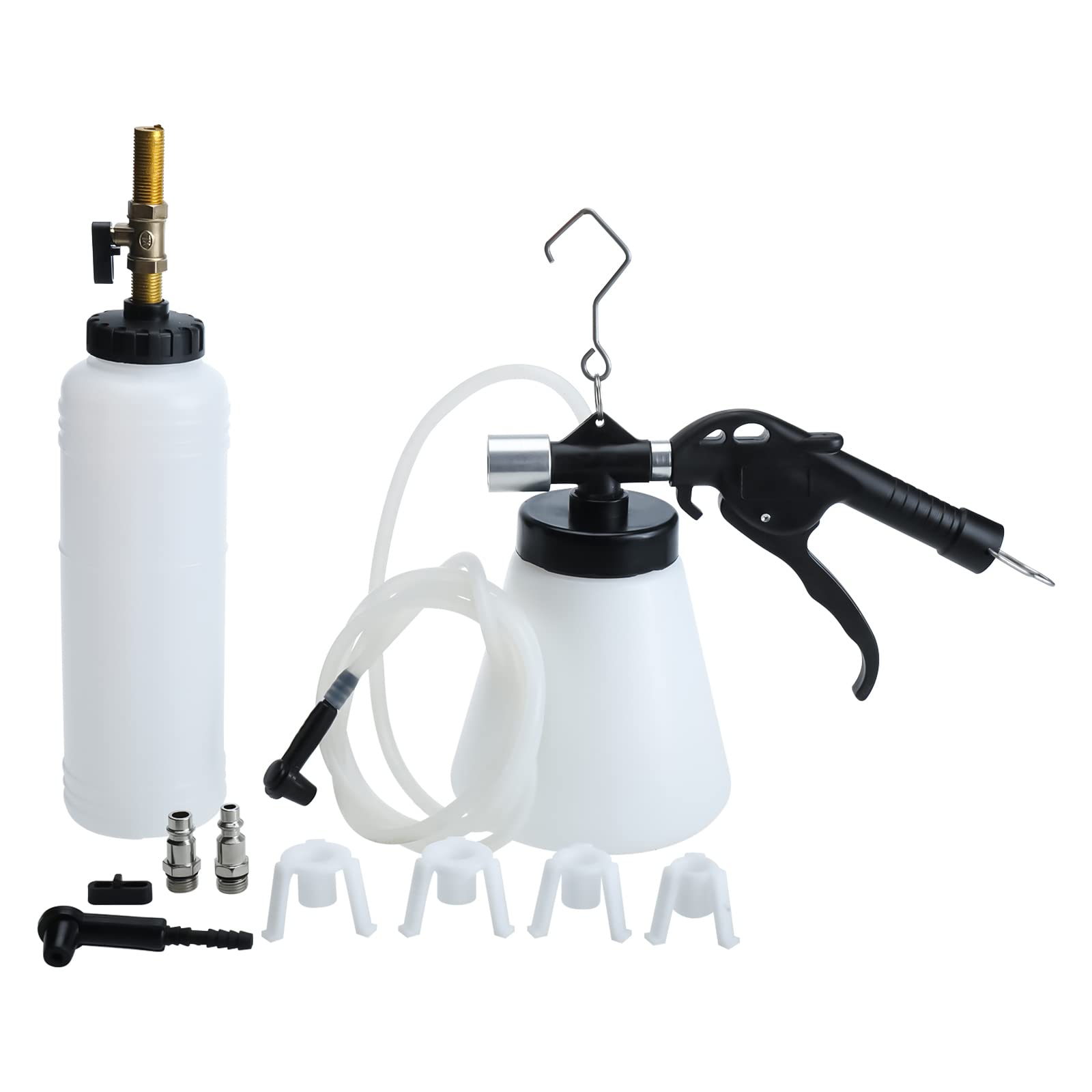 FreeTec Pneumatic Brake Fluid Bleeder Tool with 4 Master Cylinder Adapters 90-120 PSI Change Automobile Motor Vehicles