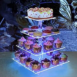 weddingwish Cupcake Stand, 4-Tier Square Acrylic