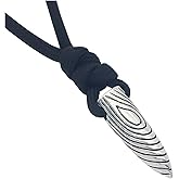 Thai Silver Vintage Bullet Pendant Necklace for Men Women,Spiral Circle Pattern Bullet Charm Jewelry Chain Necklace for Mens,Adjustable Black Rope Chain