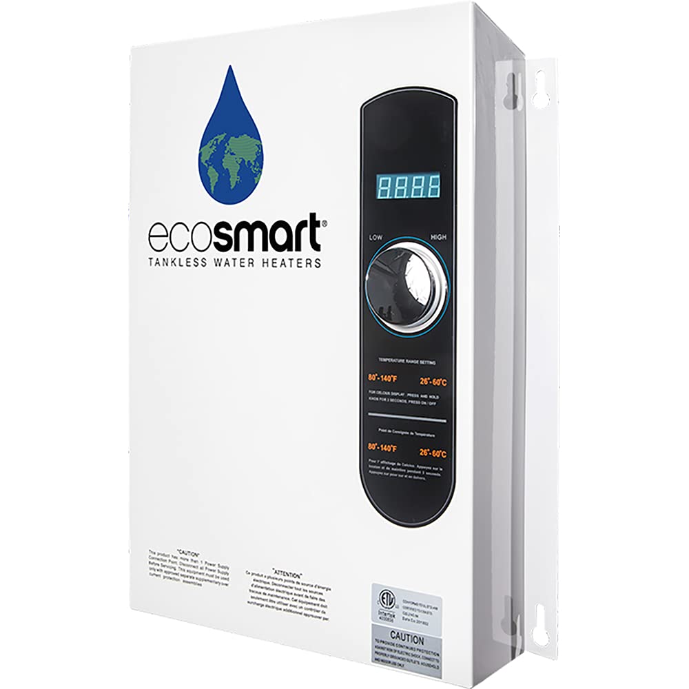 EcoSmart ECO 18 Electric Tankless Water Heater, 18 KW at 240 Volts with Patented Self Modulating Technology , 17 x 14 x 3.5, White