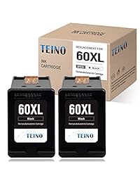 TEINO Remanufactured Ink Cartridge Replacement for HP 60 XL 60XL for PhotoSmart C4780 C4795 C4680 C4650 D110 D110a DeskJet F4480 F4280 F4580 D2530 D2545 D2680 Envy 100 111 (Black, 2 Pack)