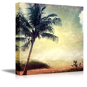 Vintage Retro Style Grunge Palm Tree Home Deoration Wall Decor