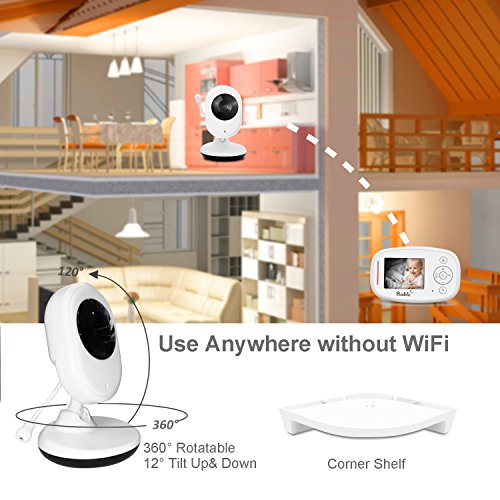 Bable Baby Monitor X1-Plus with Delay-Free Technology, 2.4GHz Baby Monitor with Camera, Infrared Night Vision, Two Way Talk, Temperature Monitoring, Lullabies, Projection and Corner Shelf - Thumbnail 5