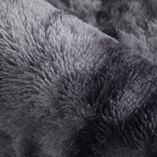 ASIinnsy Area Rugs Soft Fluffy Carpets For Living room Shaggy Rug Modern Area Rug For Bedroom Anti-Slip Rugs For Kids Room Indoor Home Decorative Carpet (Black Grey, 200 x 300cm)