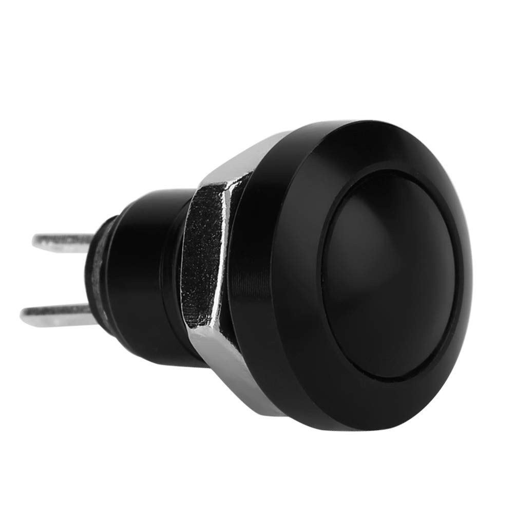 Momentary Push Button Switch Black Keenso 1A 24V Mini Waterproof Push Button ZincAluminium