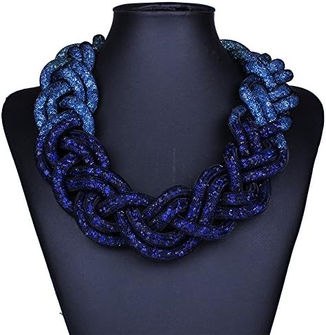 Girl Era Fashion Vintage Chunky Shining Bold Snake Braided Chain Statement Bib Necklace,b