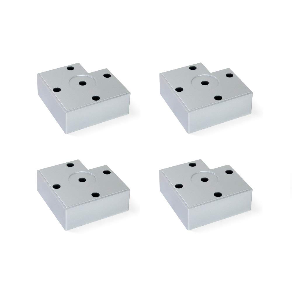 Emuca 2023125 feet, Furniture Silver Plastic, Set of 4 Legs 30mm-high, Metallic Grey, H 30 mm