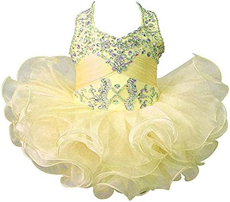 Weiai Toddler Girls' Ruffles Beaded Short Cupcake Pageant Dresses