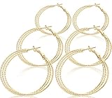 Hoop Earrings Set For Women Men Silver Gold Gunmetal Grey Tone Plate Round Fashion Jewelry 3 Pairs