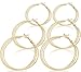 Silver Gold Gunmetal Black Rhodium Plate Hoop Earrings Set For Women Teen Fashion Jewelry 3 Pairs (Gold)