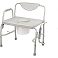 HEALTHLINE Heavy Duty Drop Arm Bariatric Commode | Bedside Commode Toilet Chair with Arms and Bathroom Safety Frame for Elderly, Adults | Adjustable Seat Height, Extra-Wide, 500 lbs