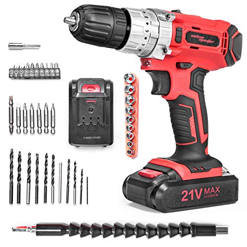 SALEM MASTER Cordless Drill Driver, 21V MAX Impact Hammer Drill Set with (Red) eBay
