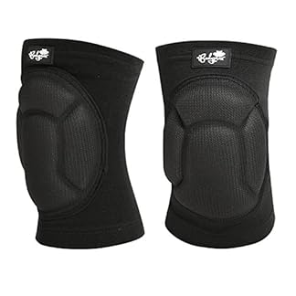 A pair of black Bodyprox Protective Knee Pads with thick sponge padding and anti-slip design, featuring a durable sleeve for collision avoidance, shown from two angles.
