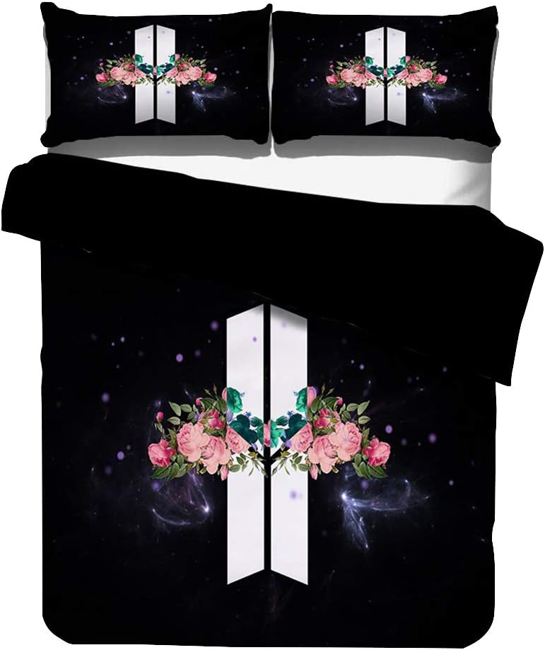 BTS Bedding Set, Love Yourself Tear Y Single Double King Duvet Cover Bed Set Kids Girl Boy Armee Suga Jimin Jin Jung Jook J-Hope Rap-Monster V 3D Galaxy Quilt Cover Pillow Case (05,200x200-3pcs)