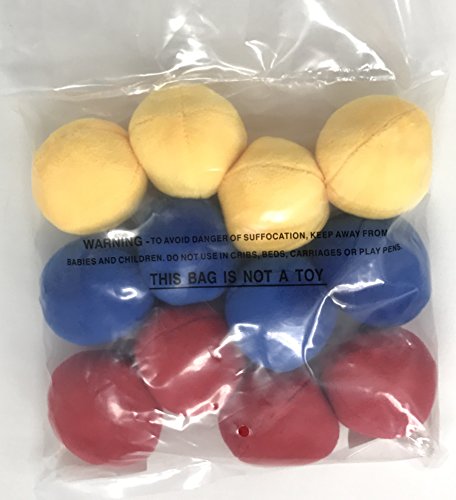 12 Pack Plush Squeaky Balls for Dogs or Cats - Red, Blue, Yellow