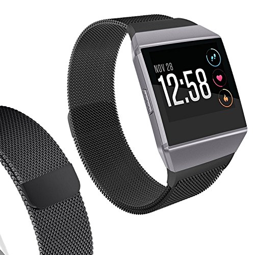 Fitbit Ionic Smart Strap Product Men's & Women's Complete Magnetic Closure Retainer Ring Milan Stainless Steel Metal Ion Sport Belt Fitbit Ion Smartwatch Accessory Black - Thumbnail 5