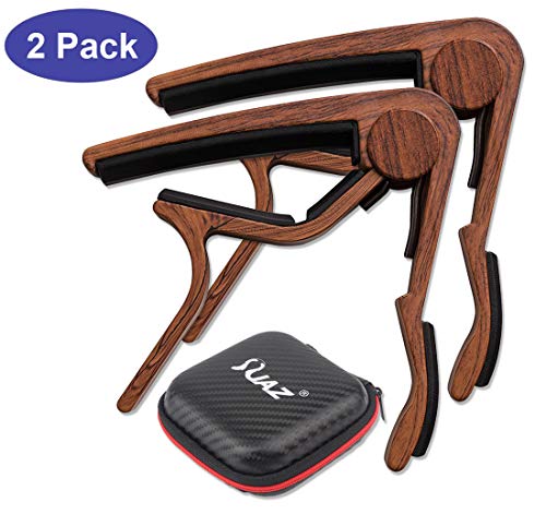 Guitar Picks Capo for 6 Strings Electric and Acoustic Guitars, Ukulele Banjo, Mandolin and Folk Guitars in Zipper Case (2 Pack)
