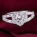 Sankuwen Women's Chic Sterling Silver Crystal Heart Shaped Love Wedding Ring (9)