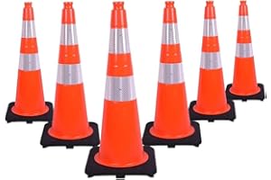 6 pcs Traffic Cone PVC 28" Premium, 3.2kg (7 lbs) | Highly Visible Safety Cone for Road Traffic Control and Construction Site